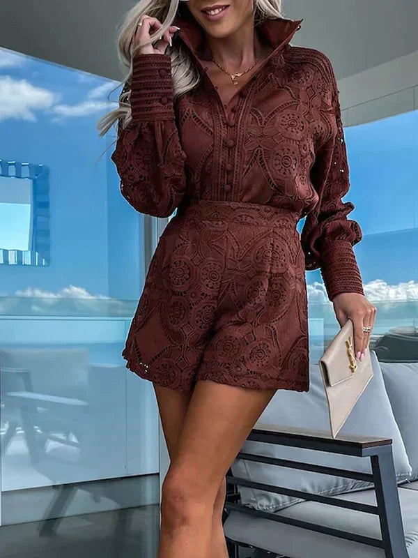 Conjunto de verão Maélie todelt para mulheres com renda boho | Cores sólidas e arejadas & ideal para festivais