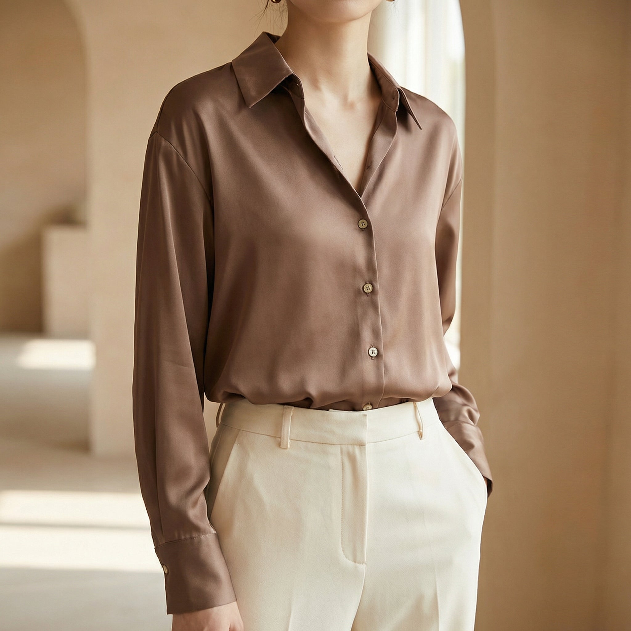 Silvrella - Langærmet Bluse Med Knapper