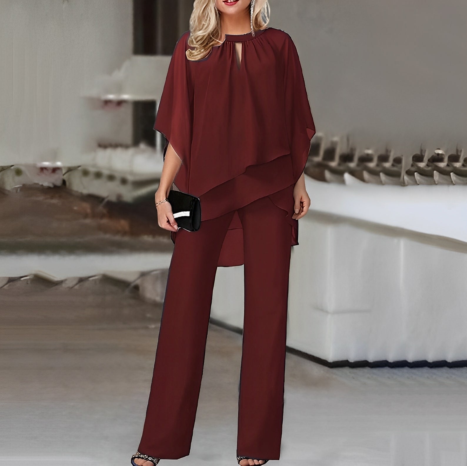 Sofía | Conjunto Punto Mujer con Top Fluido y Pantalones Anchos Elegantes 0