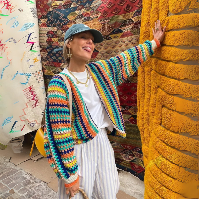 Daria χειροποίητη πλεκτή ζακέτα για γυναίκες | Bohemian κομψότητα & φυσική κομψότητα