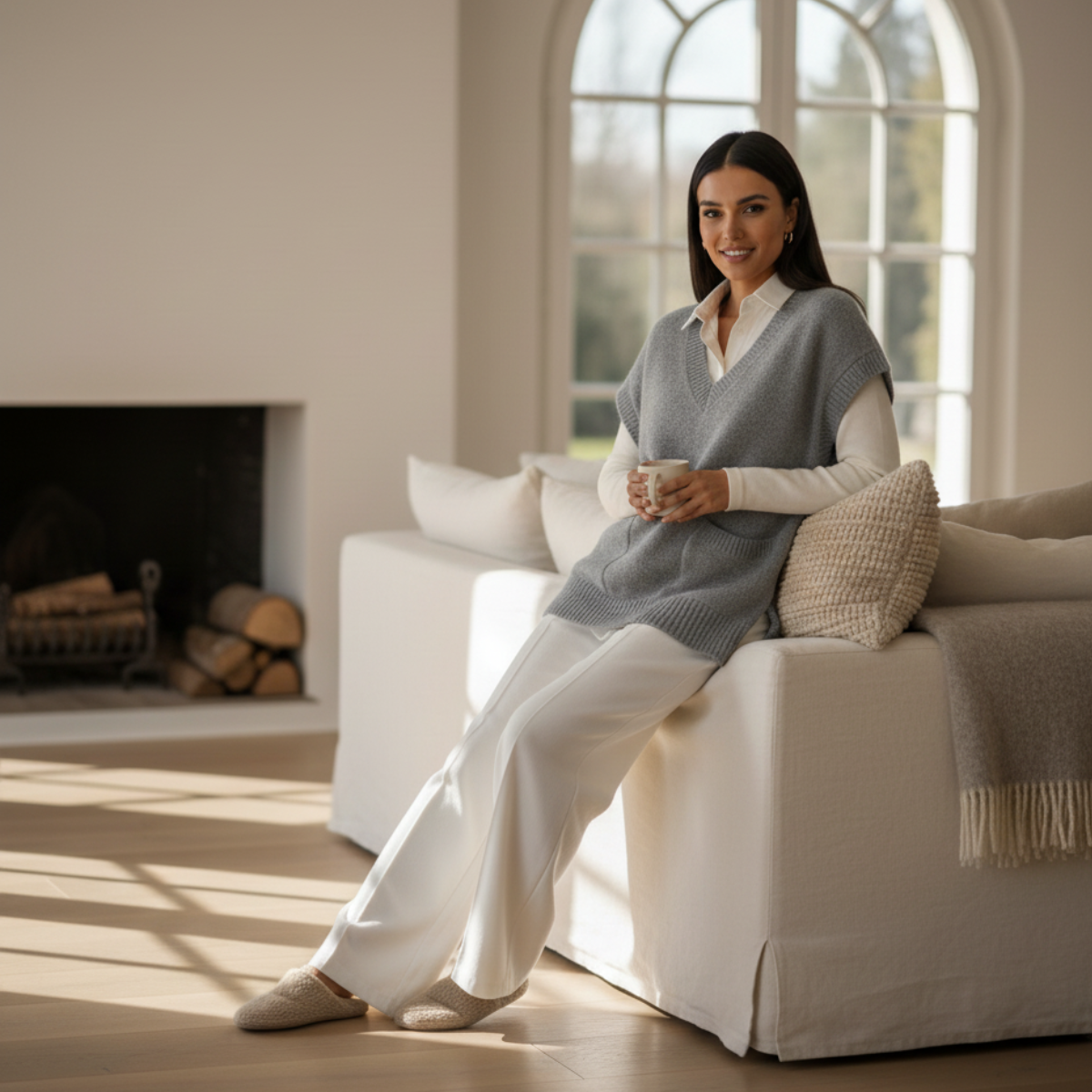 Gilet tricoté pour femmes en mélange de laine douce et style classique