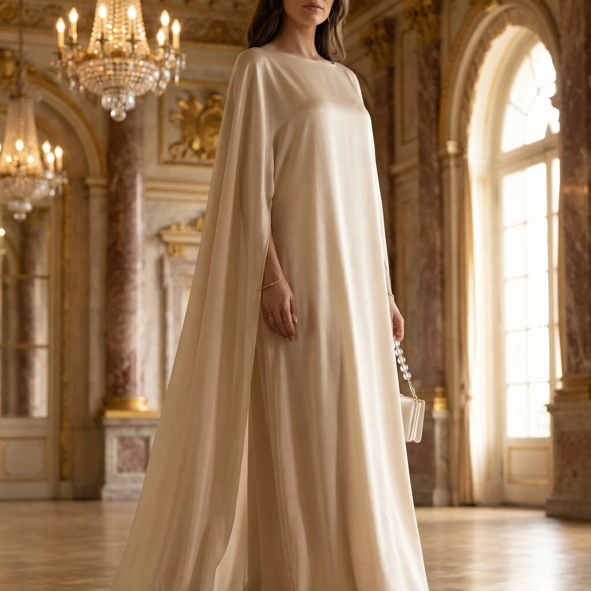 Veloria - Maxi Kjole Med Cape Ærmer