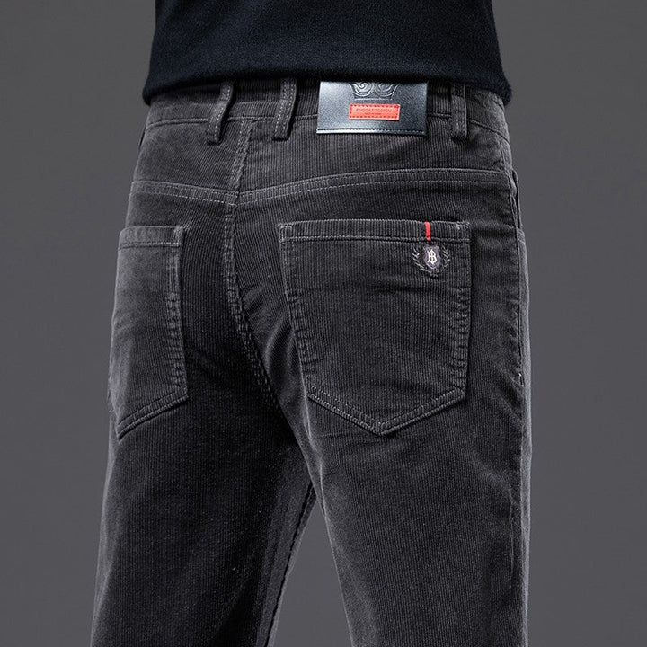 Herre Fløjlsbuks Sort | Klassisk 5-Lomme Design Stretch Komfort Slank Pasform