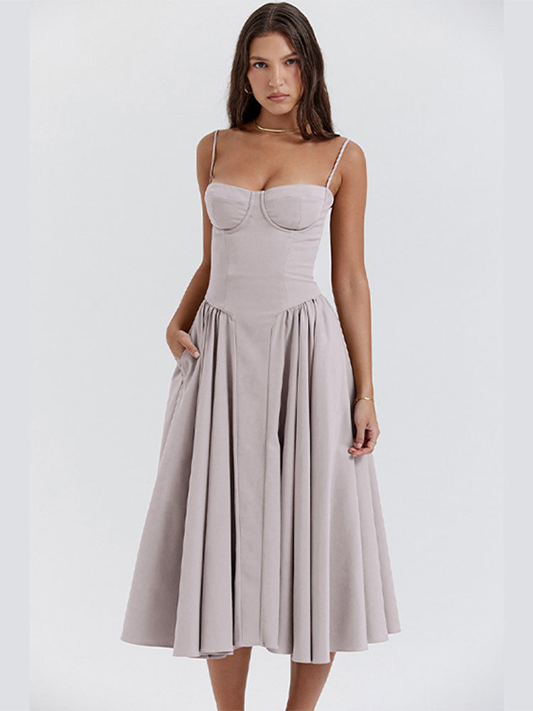 Vestido de verão Élodie Grace para mulheres | Vestido elegante com corpete, alças e saia rodada