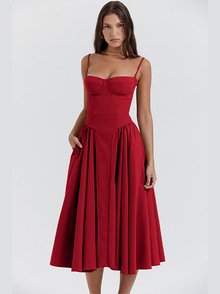 Vestido de verão Élodie Grace para mulheres | Vestido elegante com corpete, alças e saia rodada