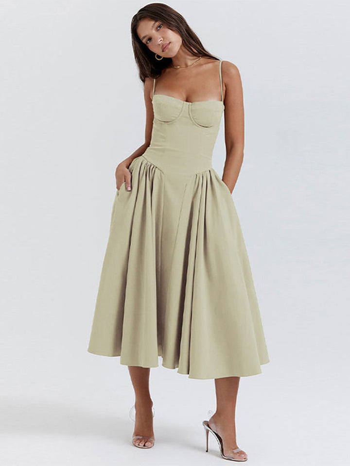 Vestido de verão Élodie Grace para mulheres | Vestido elegante com corpete, alças e saia rodada