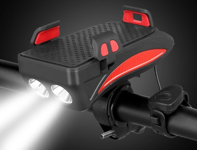 Multifunktionel telefonholder til cykel med lygte og powerbank