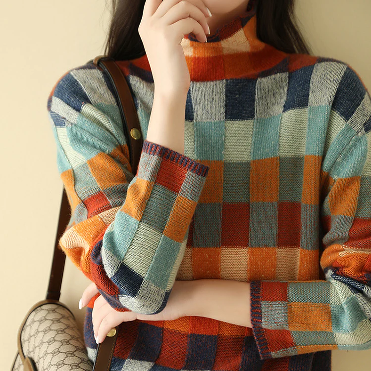 Adalynn Oversized vícebarevný kostkovaný svetr | Pohodlí a skvělý styl
