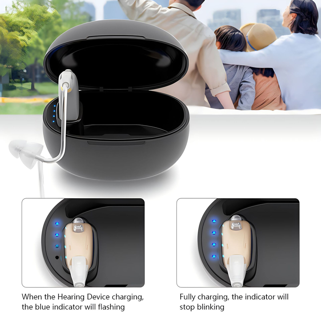 Rechargeable Bluetooth hearing aids with noise reduction | clear sound and comfort