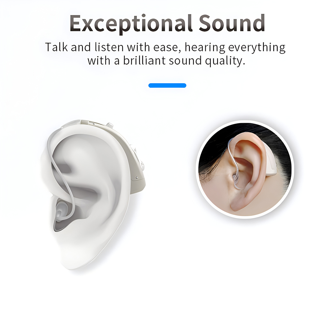 Rechargeable Bluetooth hearing aids with noise reduction | clear sound and comfort