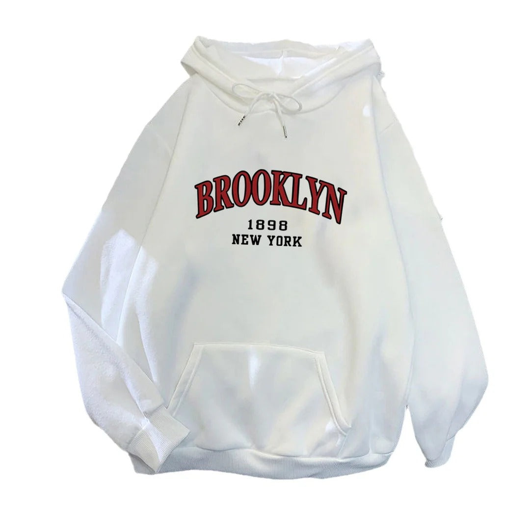 Kvinde hoodie med stilfuldt Brooklyn‑print