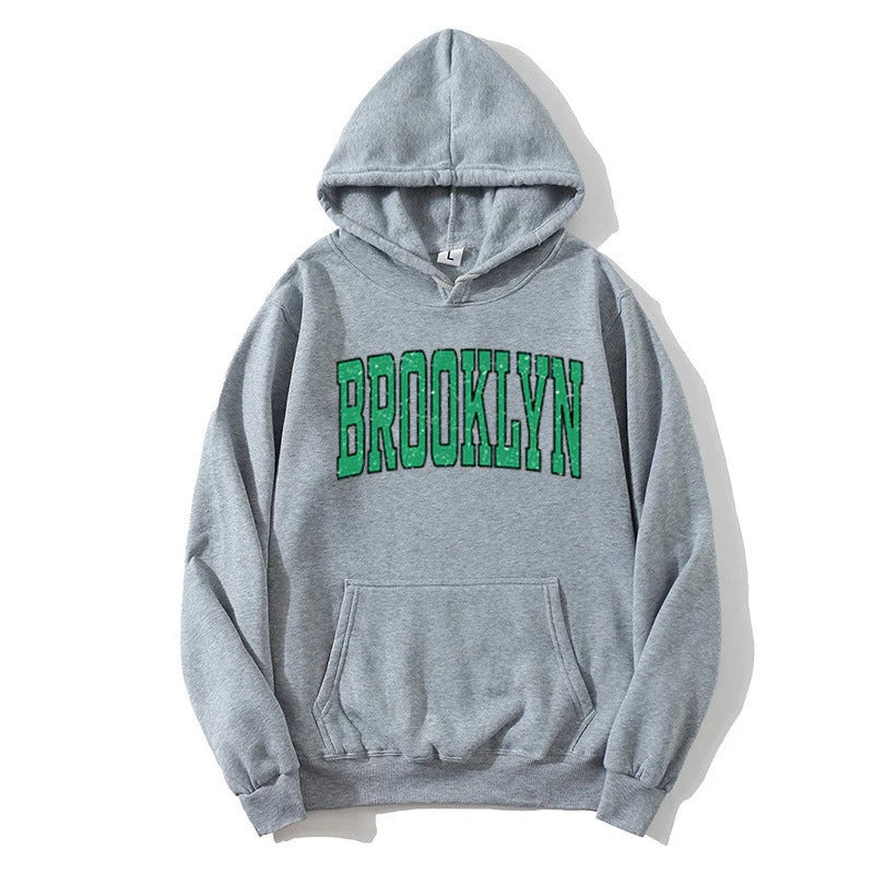 Kvinde hoodie med stilfuldt Brooklyn‑print