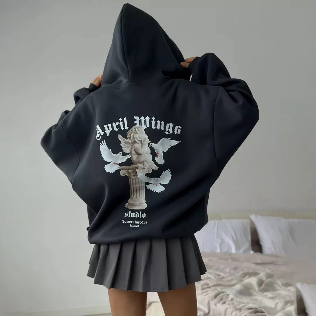 Grafisk Oversized Hoodie til Kvinder | Casual og Komfortabel