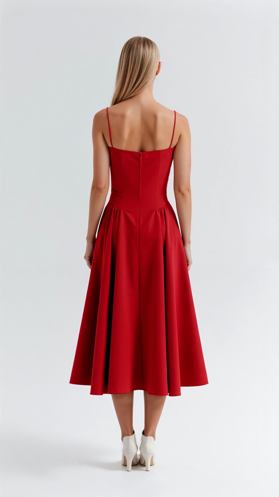 Robe midi fleurie avec corsage à lacets et encolure en forme de cœur