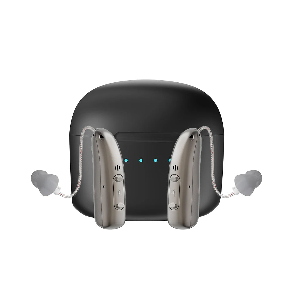 Rechargeable Bluetooth hearing aids with noise reduction | clear sound and comfort