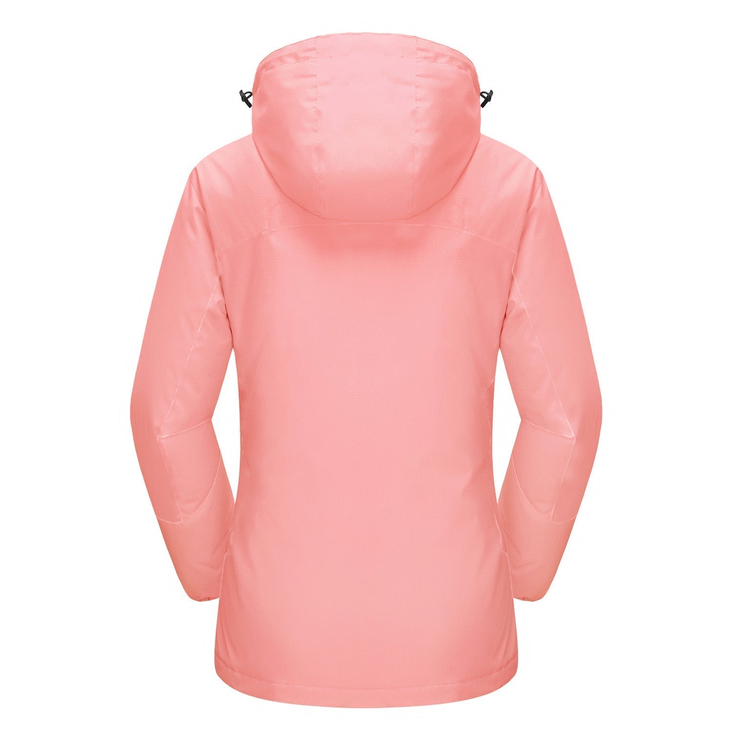 Lyserød damejakke med hætte, vandtæt og vindtæt design, ideel til udendørs aktiviteter. Perfekt til forår og efterår. Komfortabel og stilfuld.