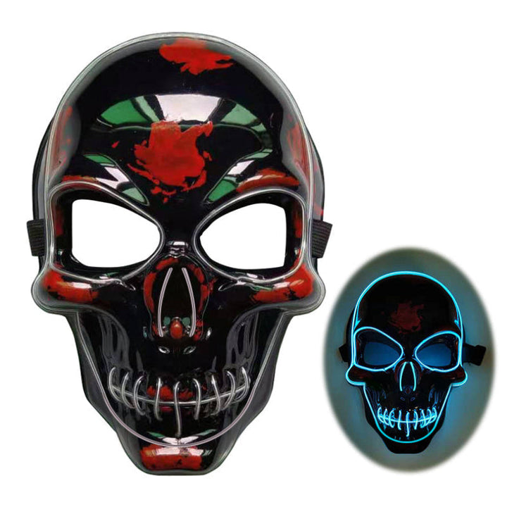 Máscara de calavera LED multicolor para Halloween - efecto neón luminoso y aterrador