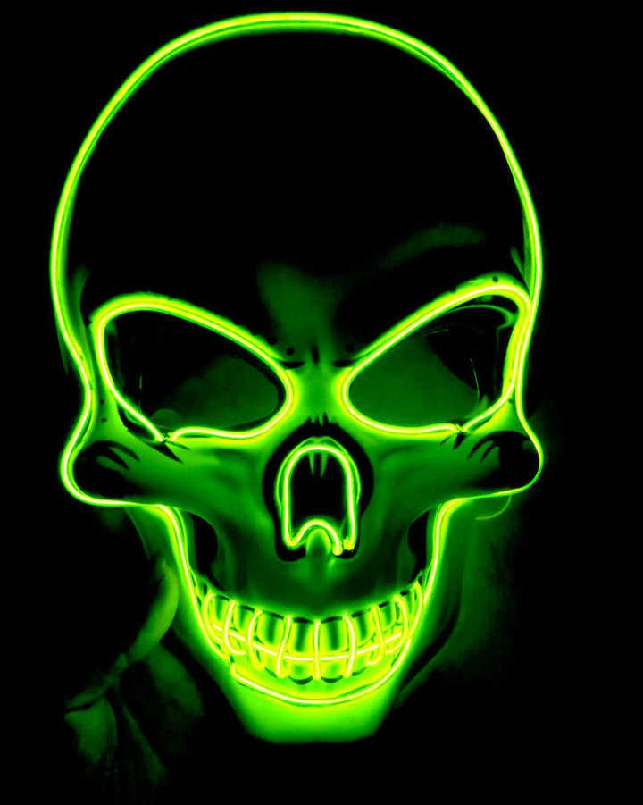 Máscara de calavera LED multicolor para Halloween - efecto neón luminoso y aterrador
