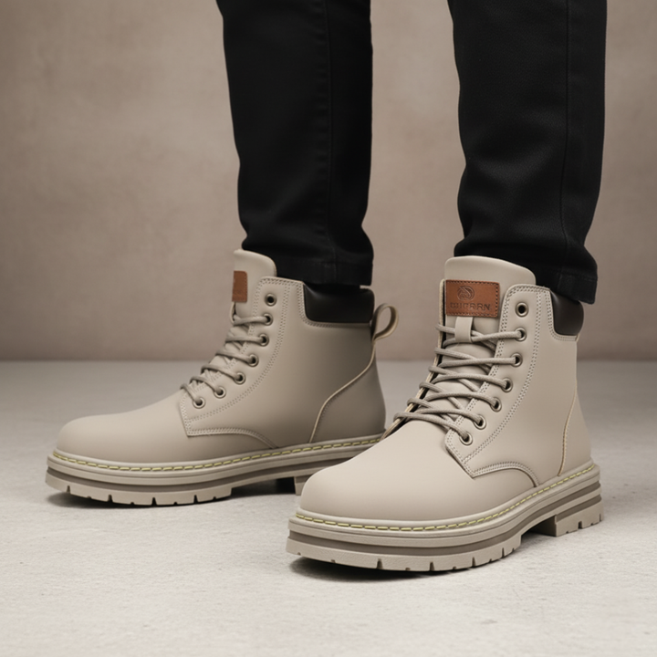 Lace-up Boots Men Ankle-high | PU Leather Durable Sole Winter