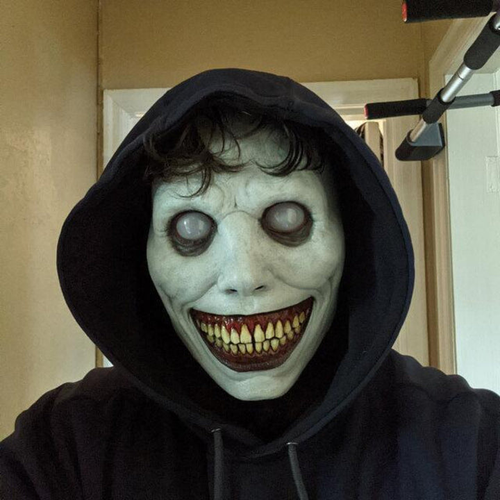 Máscara de demonio de Halloween - látex orgánico con aterradores ojos blancos
