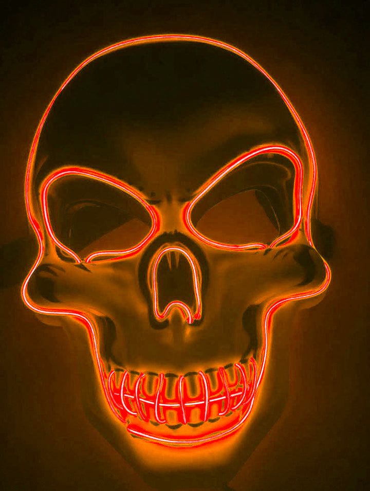 Máscara de calavera LED multicolor para Halloween - efecto neón luminoso y aterrador