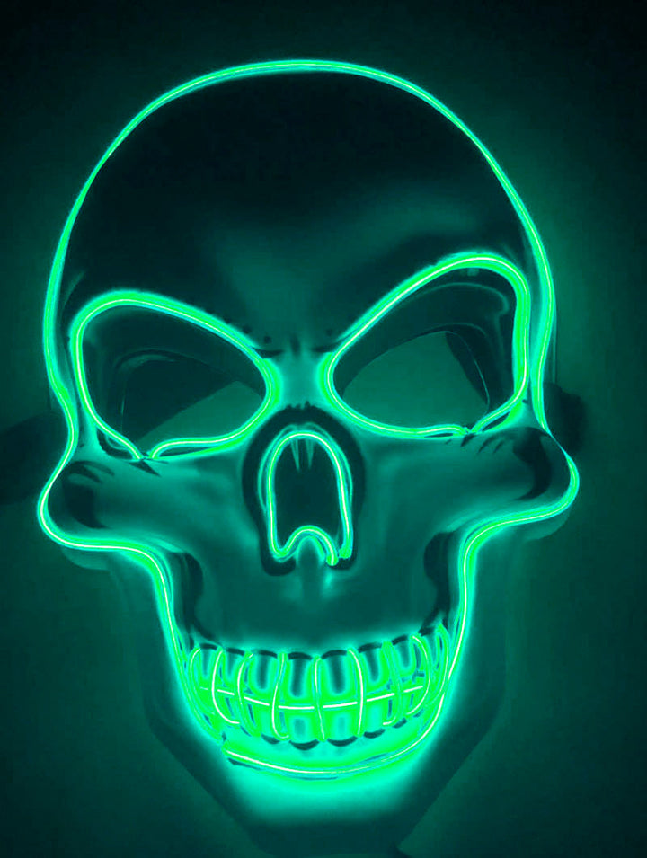 Máscara de calavera LED multicolor para Halloween - efecto neón luminoso y aterrador