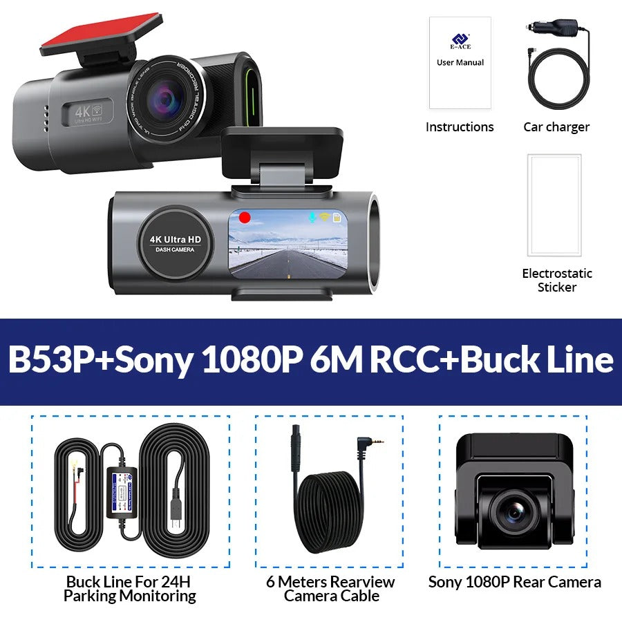 4K Dashcam for Car with GPS and Night Vision