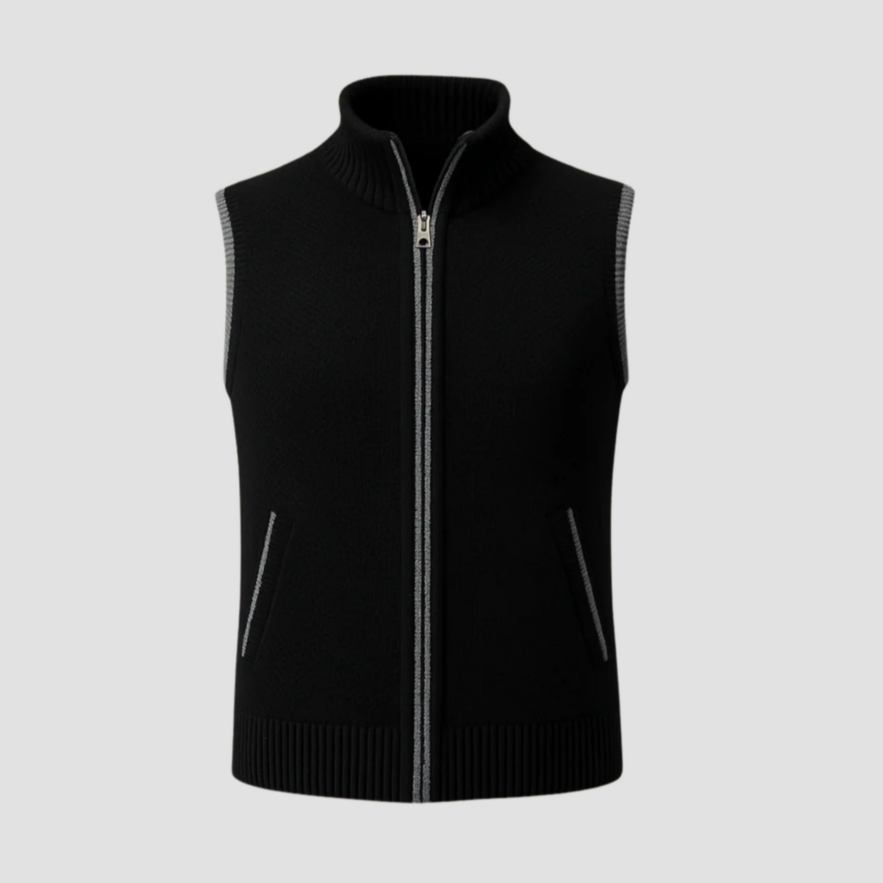 Gilet tricoté pour hommes avec fermeture éclair et poches pratiques