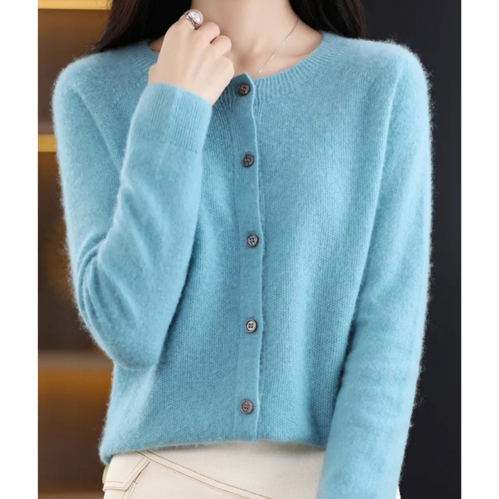 Elise cardigan med rund hals til kvinder i ren merinould | varme og naturlig elegance