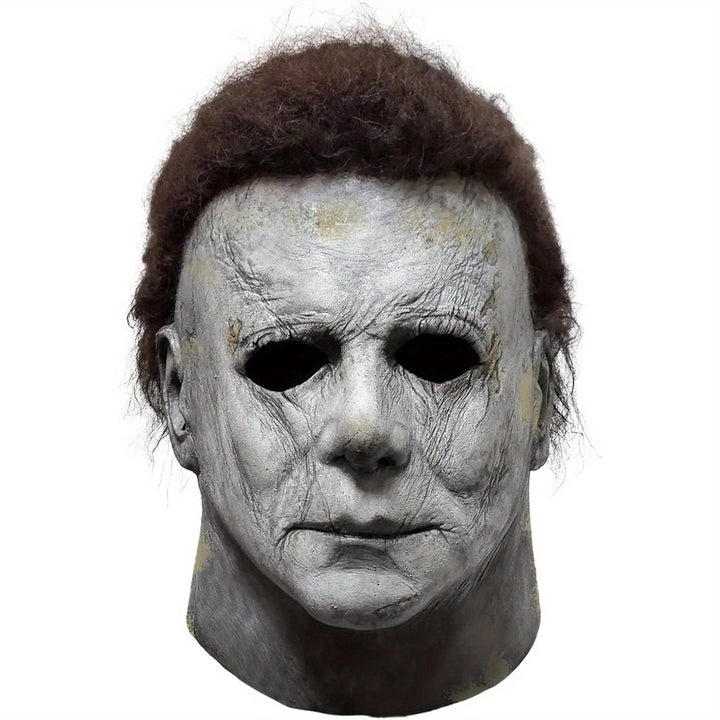 Máscara de terror de Halloween con juego de cuchillos - disfraz realista para adultos
