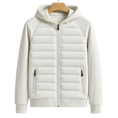 Let, chaqueta de hombre acolchada con capucha forrada y bolsillos con cremallera, estilo urbano