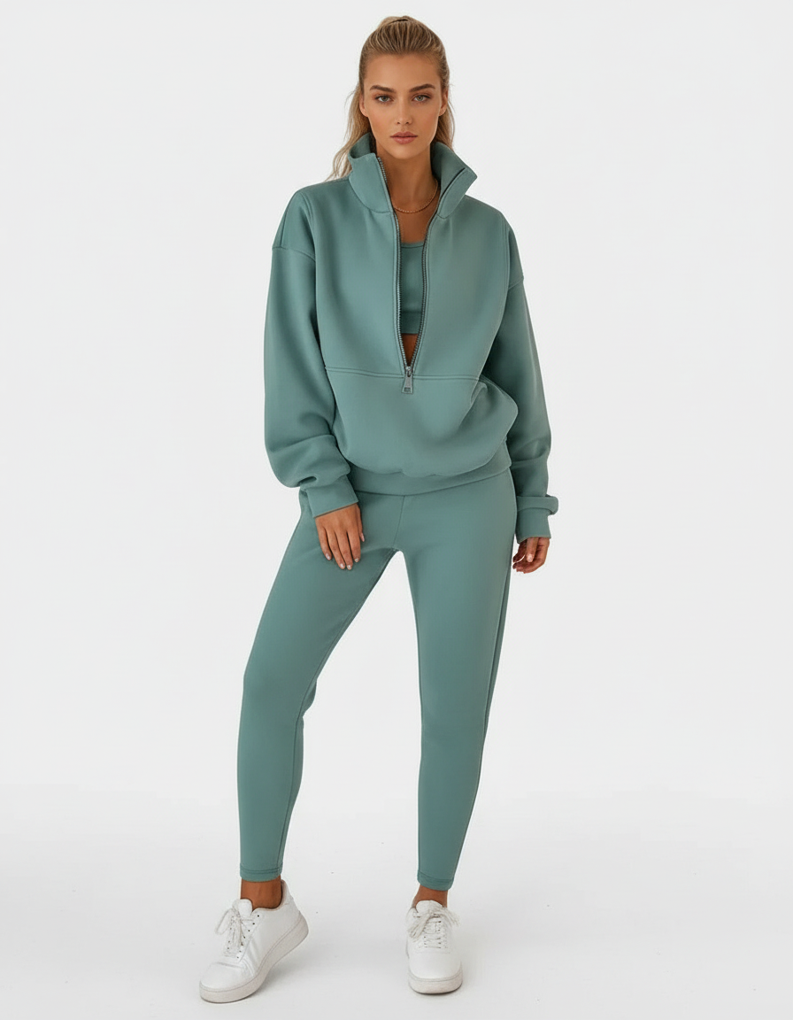 Set de odihnă tricotat pentru femei cu pantaloni largi și textură moale