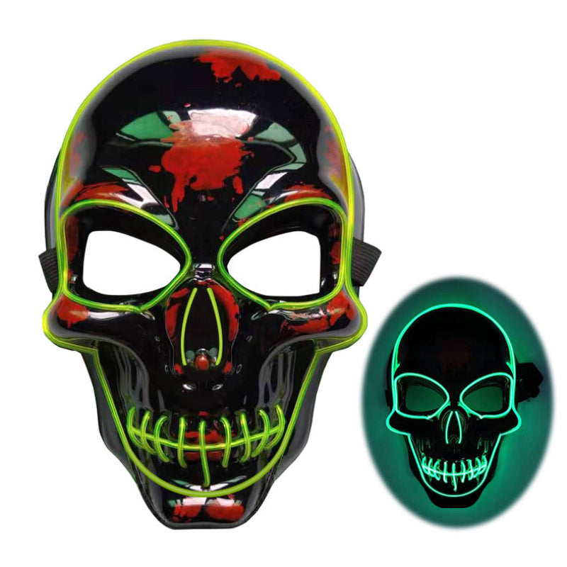 Máscara de calavera LED multicolor para Halloween - efecto neón luminoso y aterrador