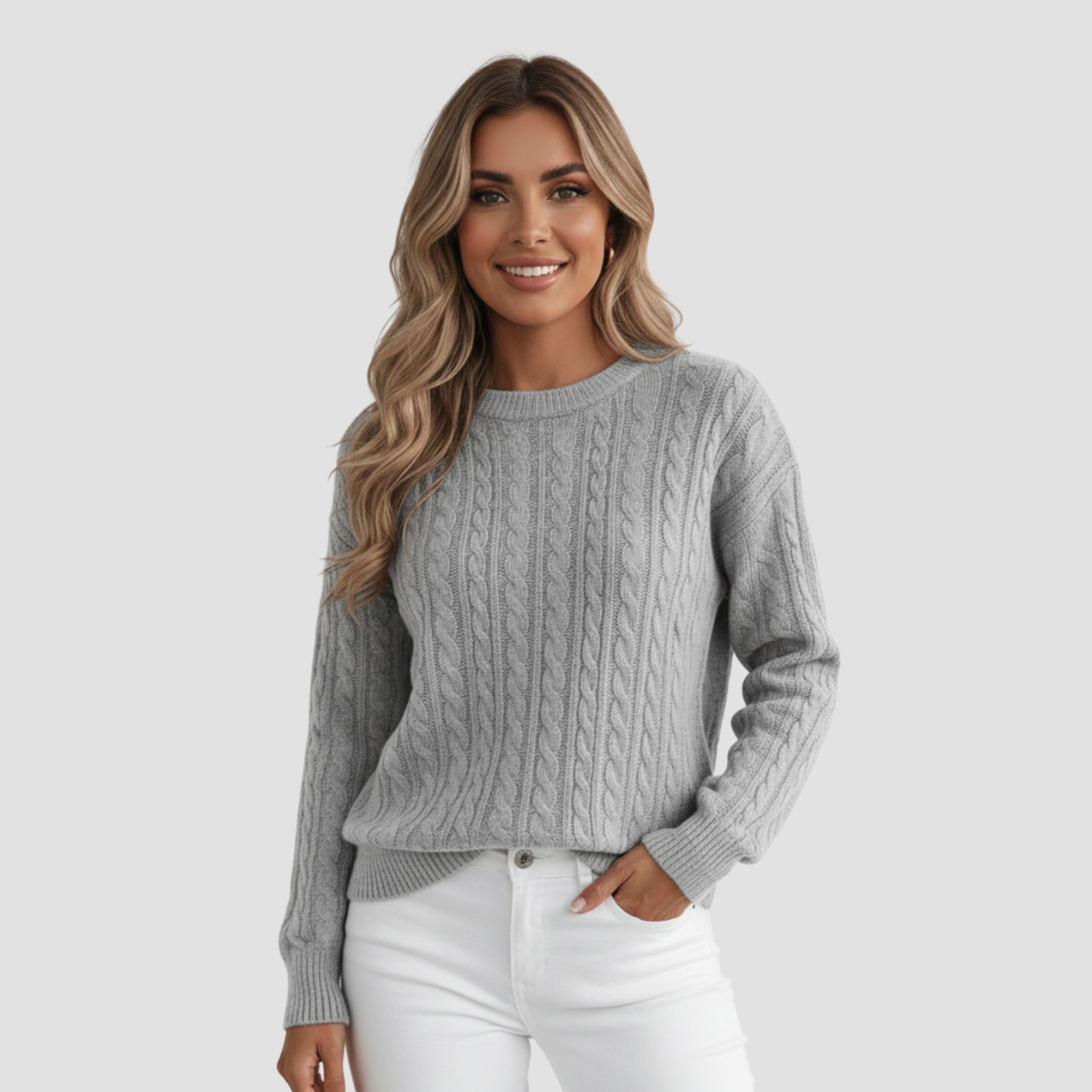Pull tricoté pour femmes avec col rond et boutons décoratifs