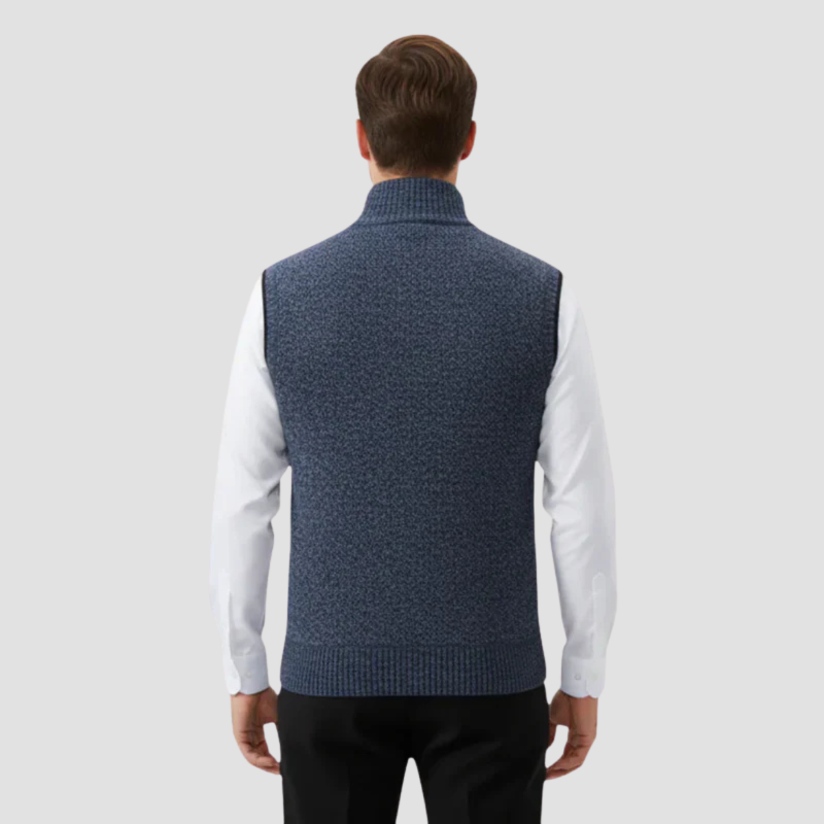 Gilet tricoté pour hommes avec fermeture éclair et poches pratiques