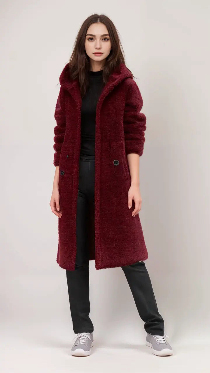 Emily Dame Teddyjakke | Blød og Fluffy Frakke til Vinter og Elegance