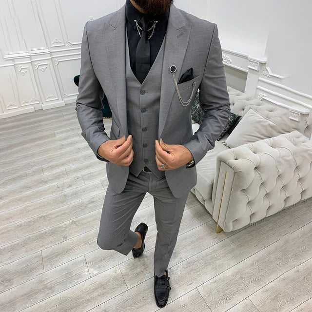 3-delt slim fit jakkesæt - blazer, vest og bukser