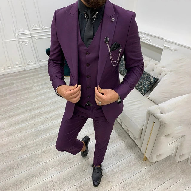 3-delt slim fit jakkesæt - blazer, vest og bukser