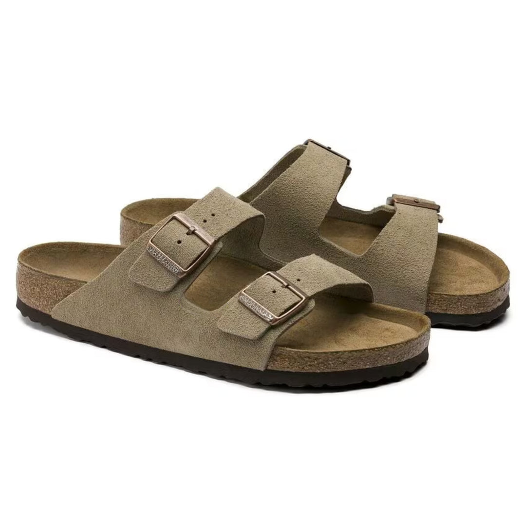 Arizona | Taupe Suede - sandały casualowe z miękką, anatomiczną wkładką
