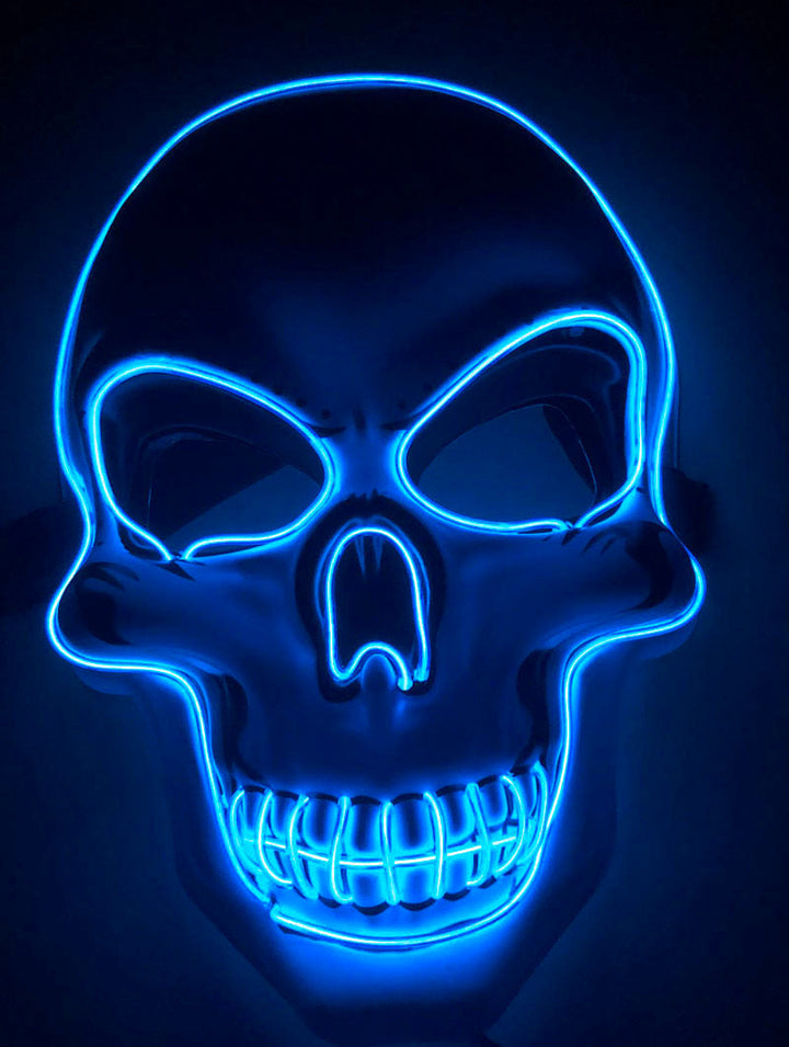 Máscara de calavera LED multicolor para Halloween - efecto neón luminoso y aterrador