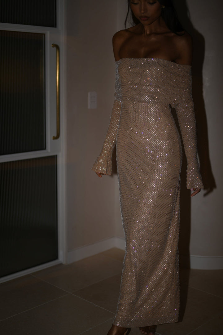 Luna - Glinsterende Off-Shoulder Maxi Jurk