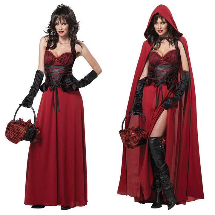 Costume de Halloween RubiChic pentru femei - Costum elegant de Scufița Roșie cu pelerină