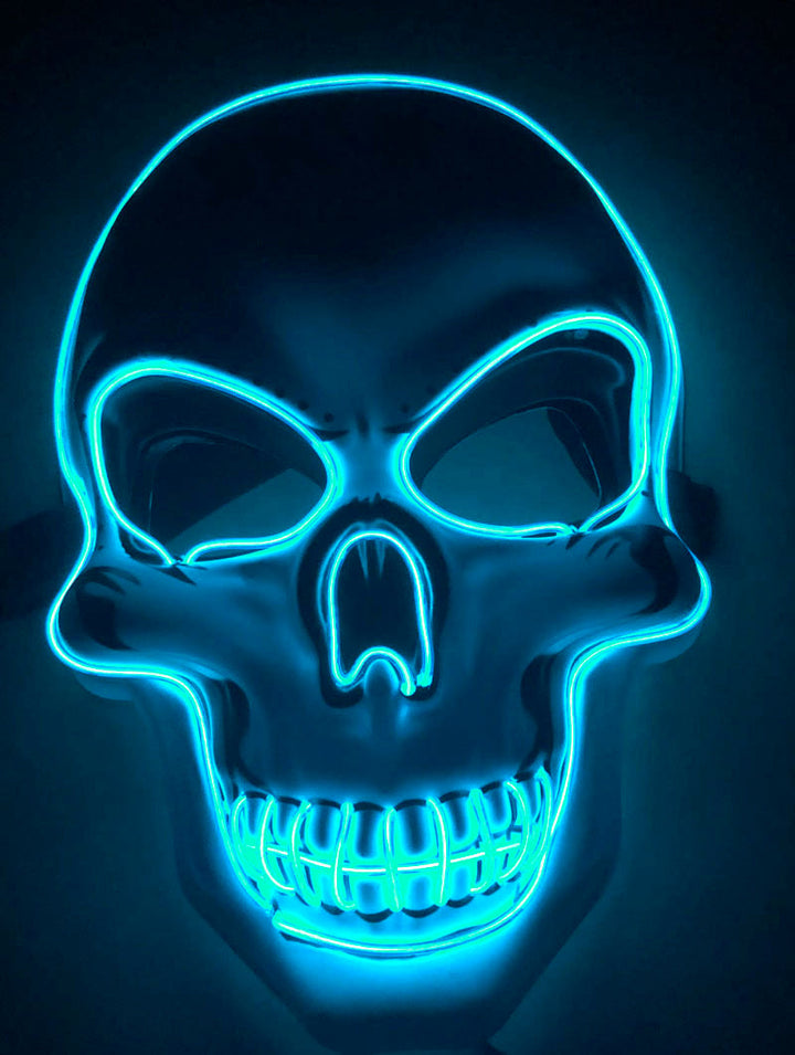 Máscara de calavera LED multicolor para Halloween - efecto neón luminoso y aterrador