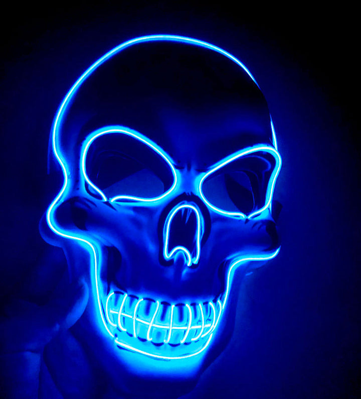 Máscara de calavera LED multicolor para Halloween - efecto neón luminoso y aterrador