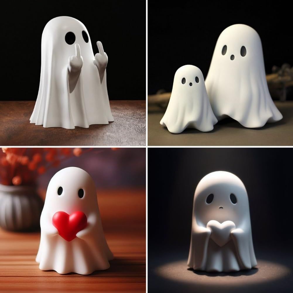 GhostMood figura de resina humorística - fantasma moderno de Halloween con estilo minimalista
