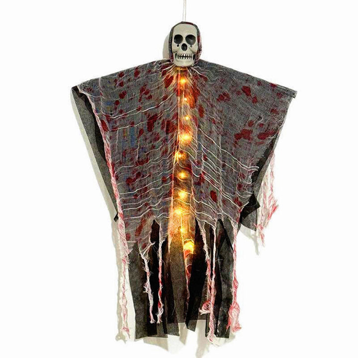 Decoración de Halloween LumiCreepy - esqueleto fantasma iluminado para colgar con efecto sangriento