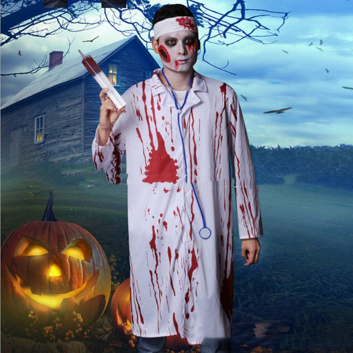 Costum de Halloween Doctor Zombie - halat sângeros + accesorii