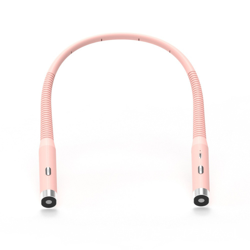 Fleksibel pink LED-læselampe med USB-opladning, justerbar hals, energibesparende design, ideel til natlæsning og skrivebord.