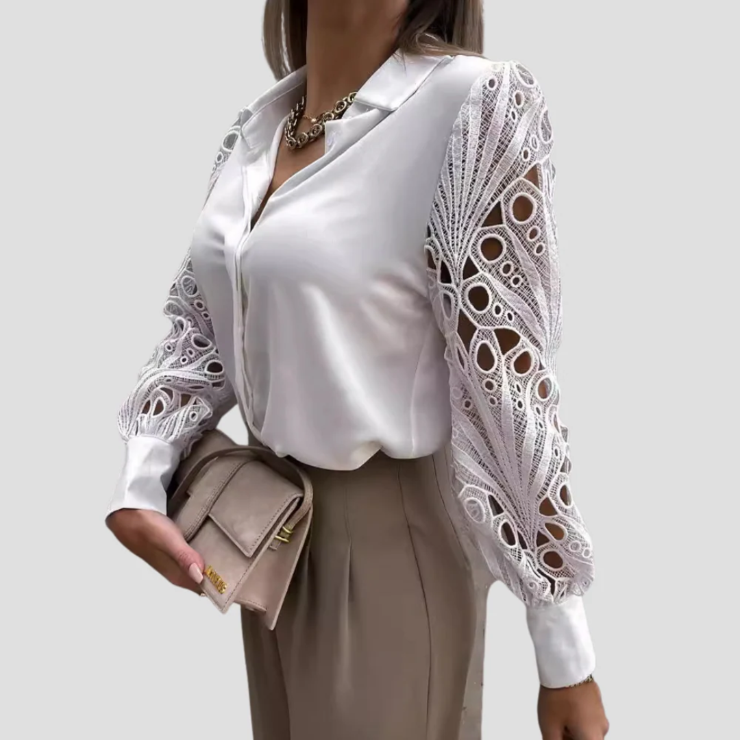 Nadège kirjailtu pusero | Taiteellinen eleganssi ja jäsennelty siluetti