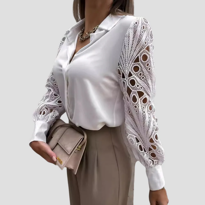 Nadège kirjailtu pusero | Taiteellinen eleganssi ja jäsennelty siluetti